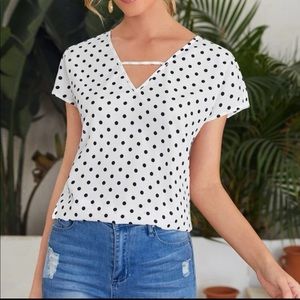New boho style batwing polka dot top